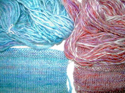 Low twist singles and knitted samples